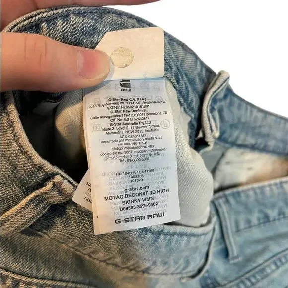 G-Star Raw Motac Deconstructed 3D High Rise Skinny Jean Light Wash Distressed 30 - Picture 12 of 16